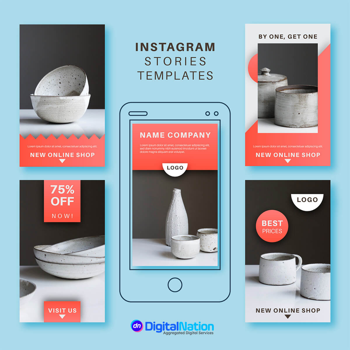 Digital Nation's engaging Instagram posts showcasing customer products and services.